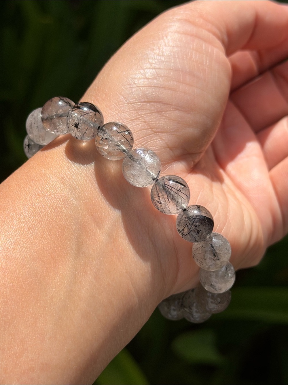 10mm stretchable black rutilated quartz bracelet 2538 - Picture 5 of 9